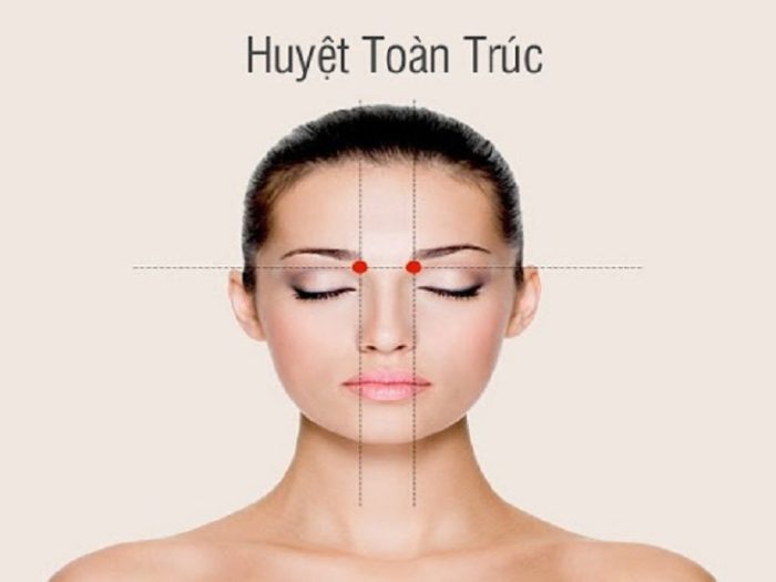 huyệt toản trúc giảm mỏi mắt