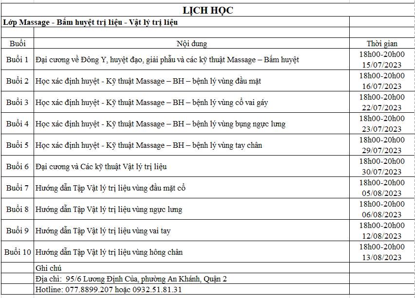 Học xoa bóp bấm huyệt ở TPHCM